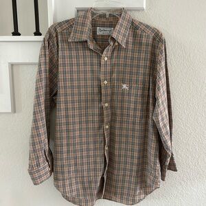 Burberry Men's Tan Plaid Shirt